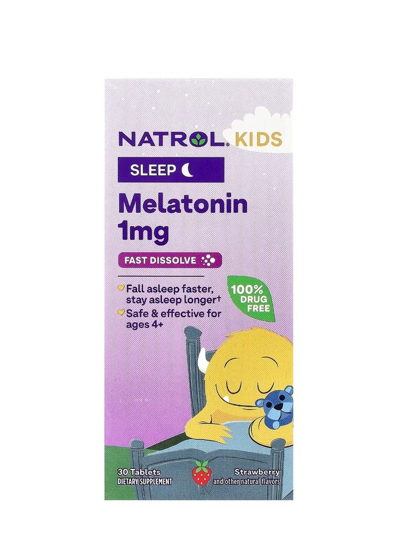 Natrol Kids Melatonin Fast Dissolve Ages 4+ Strawberry 30 Tablets - Image 1